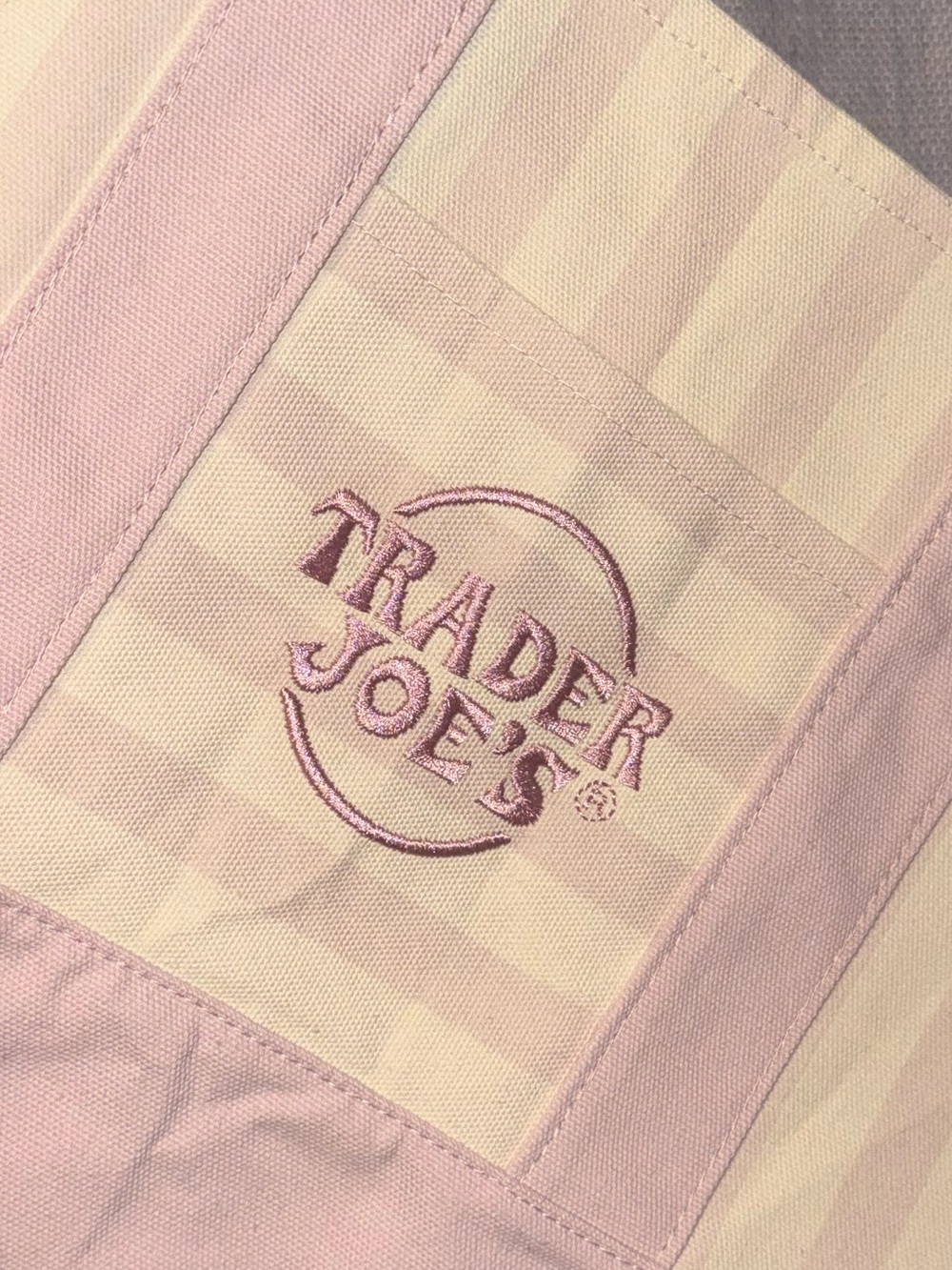 Trader Joe’s Pink Striped Canvas Tote Bag - Picture 3 of 3